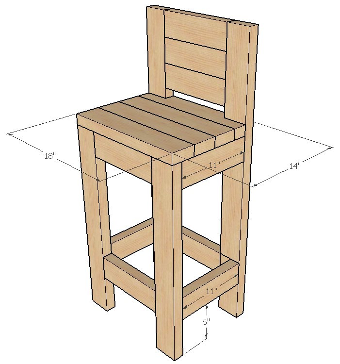 Seat And Braces Of Rustic Bar Stool Plans