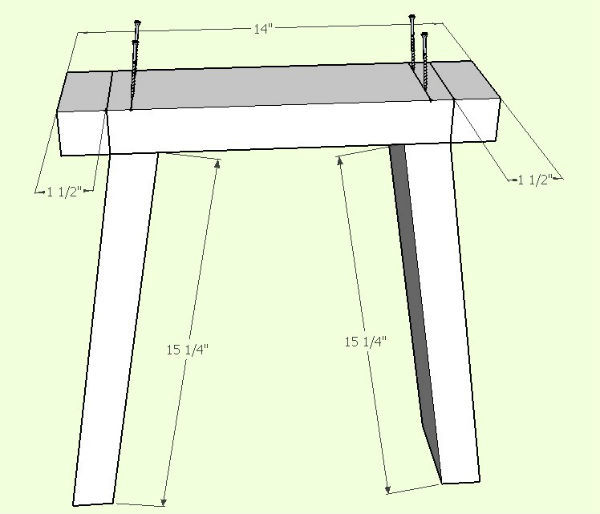 Screw In Legs Of Bench To Top Piece