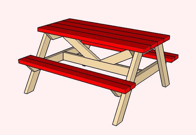 The Top And Bench Seats Of The Kids Picnic Table