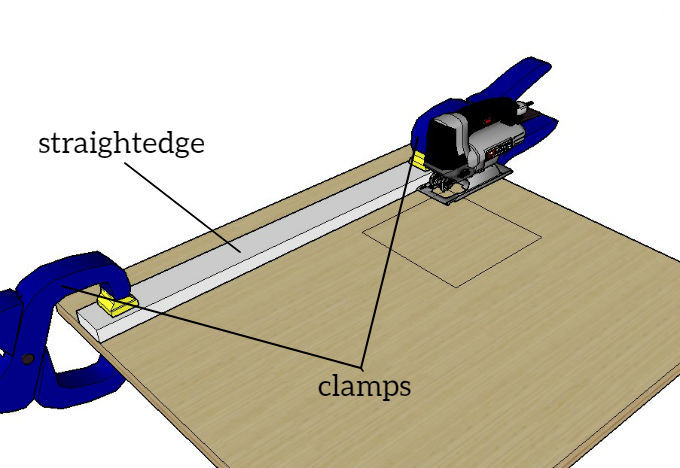 Clamping A Straightedge As A Cutting Guide For A Jigsaw