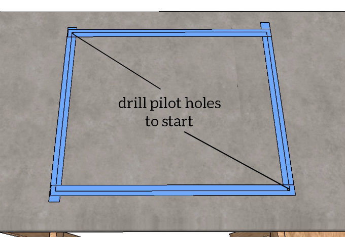 Drill Two Pilot Holes In Corners Of Sink Cutout