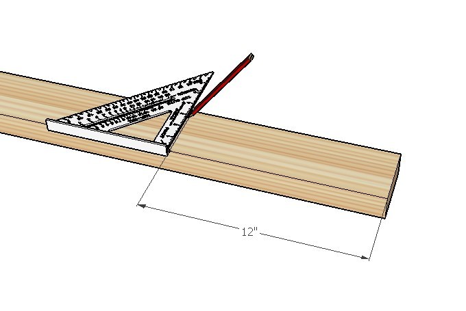 Measure And Mark 2x4 With A Line And Square