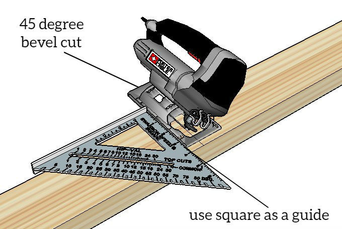 Use A Square As A Guide For A Beveled Jigsaw Cut
