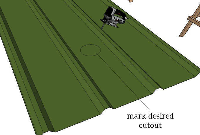 Draw Cutout Shape In Metal Roofing